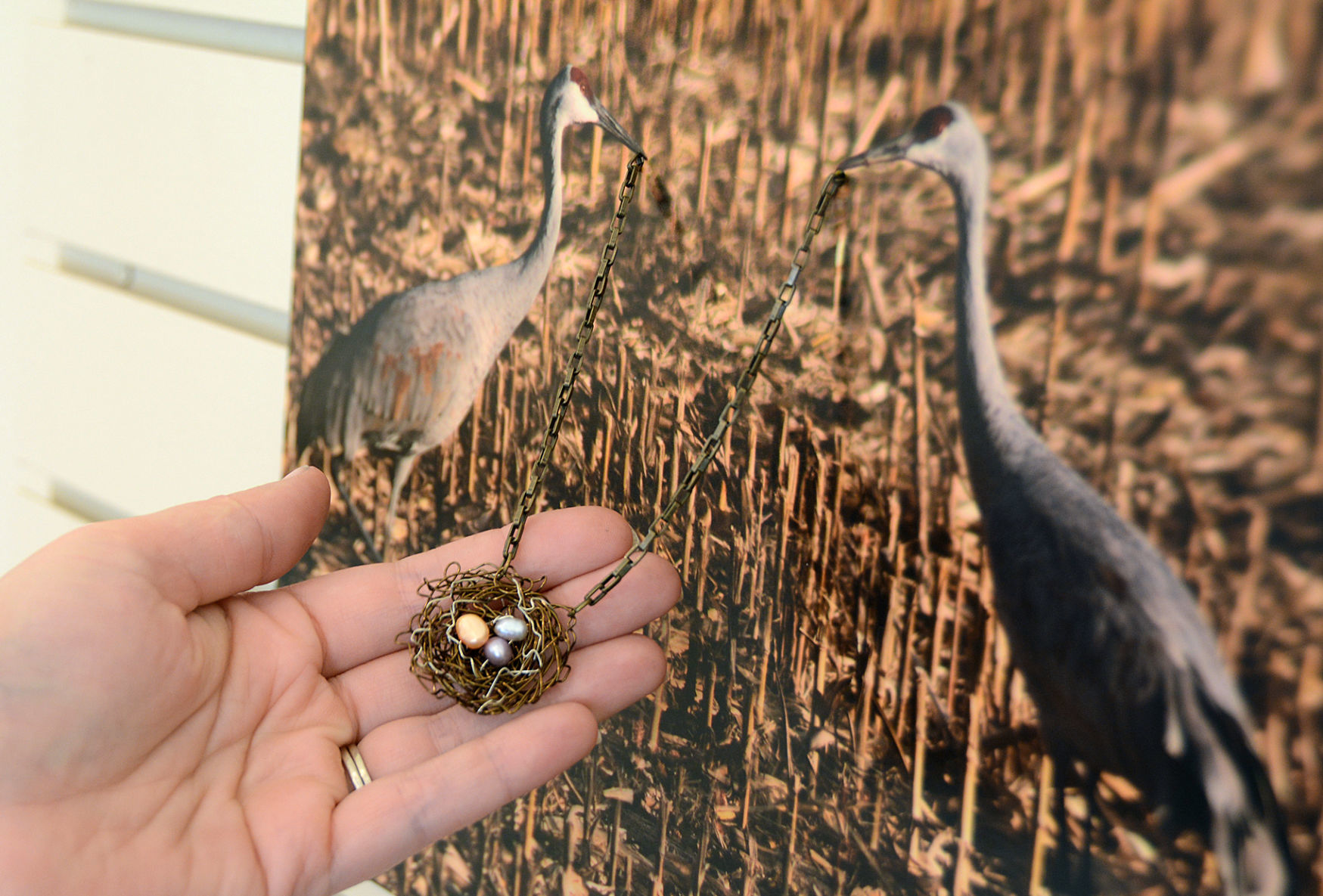 Crane necklace